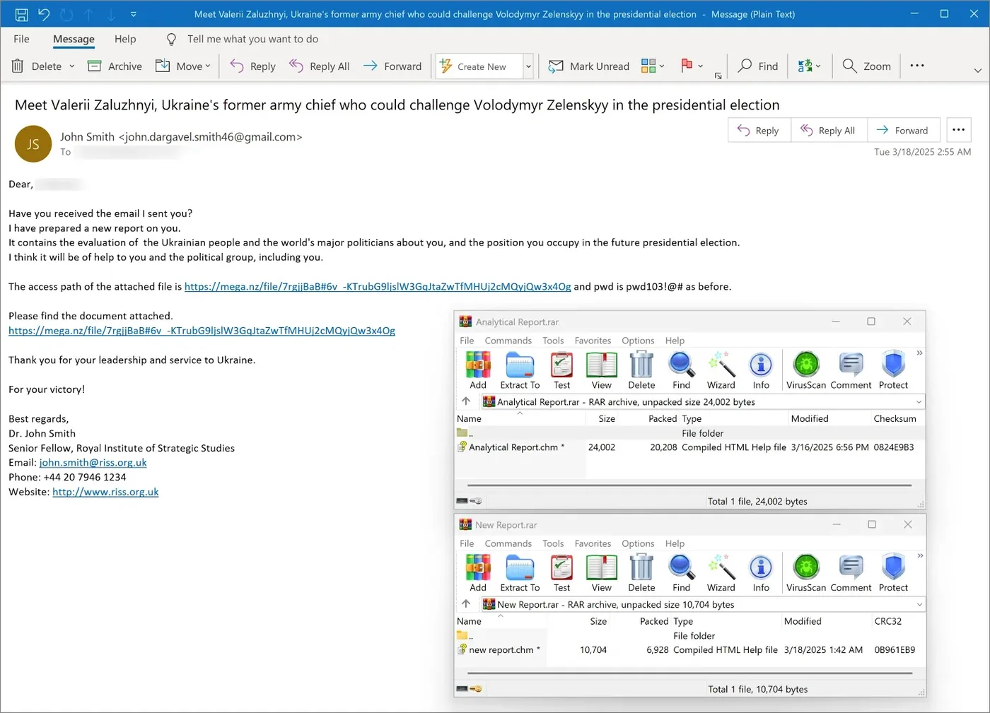 Spear Phishing Targeting Ukrainian Government Agencies (Source - Genians)