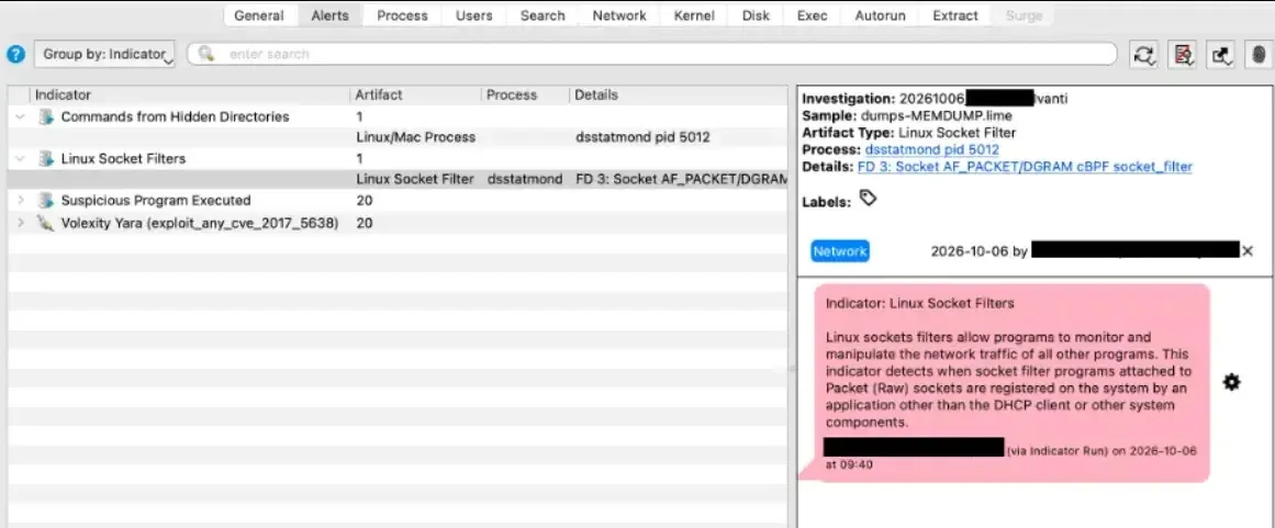 Ivanti Memory Analysis with Volexity Volcano (source : Volexity )