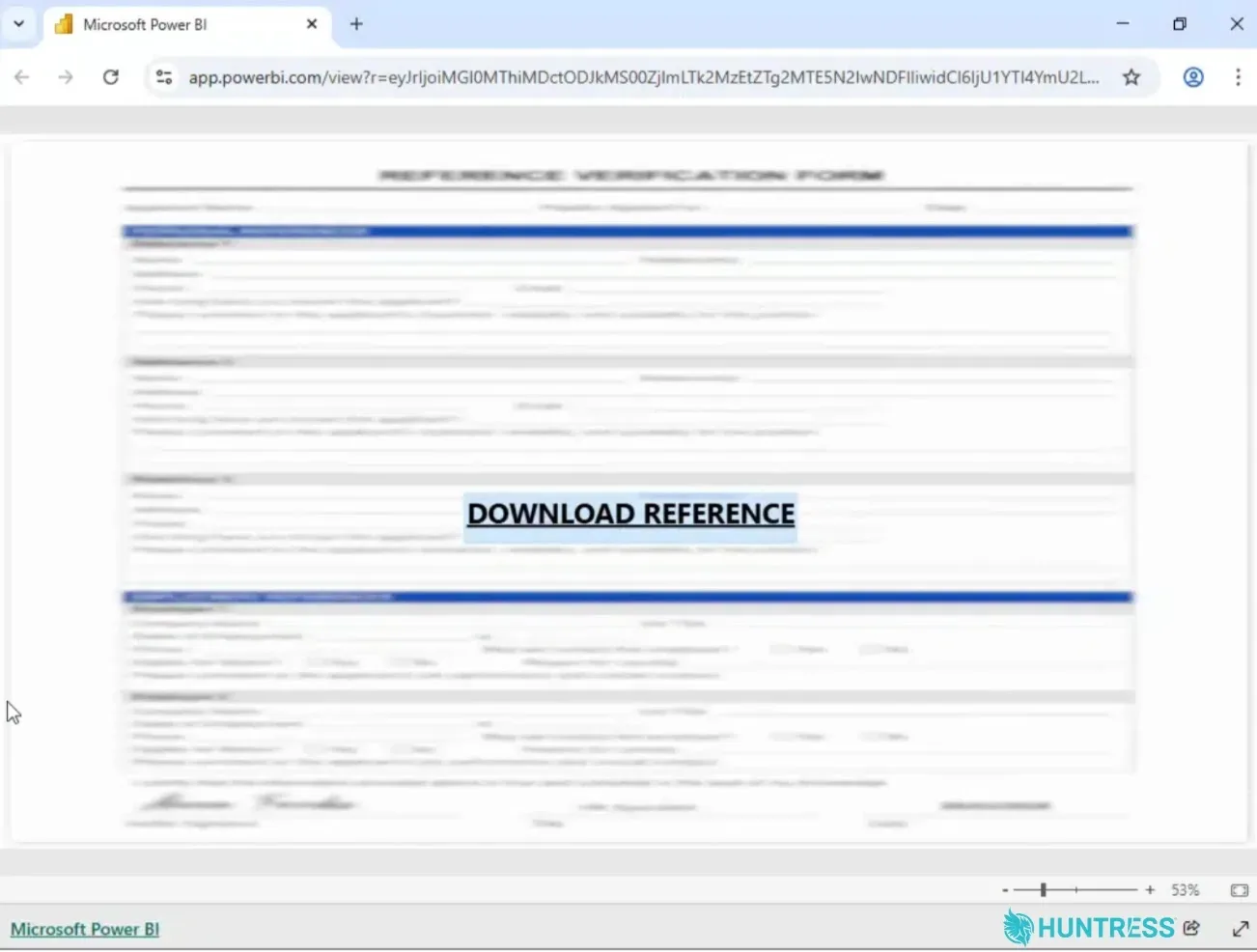 The legitimate Power BI domain (Source - Huntress)