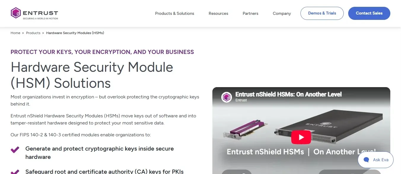 Entrust (nShield) — Best Ceremony-Grade Custody