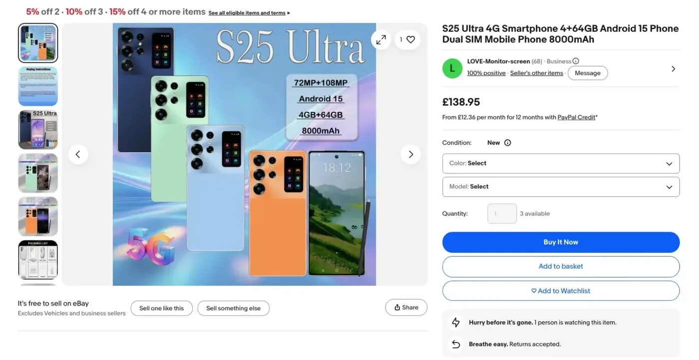 Cunterfeit Android phones (Source - Bitdefender)