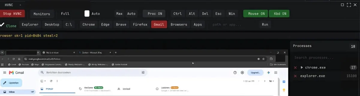 DarkCore’s browser and service list, with private content redacted (Source - Blackfog)