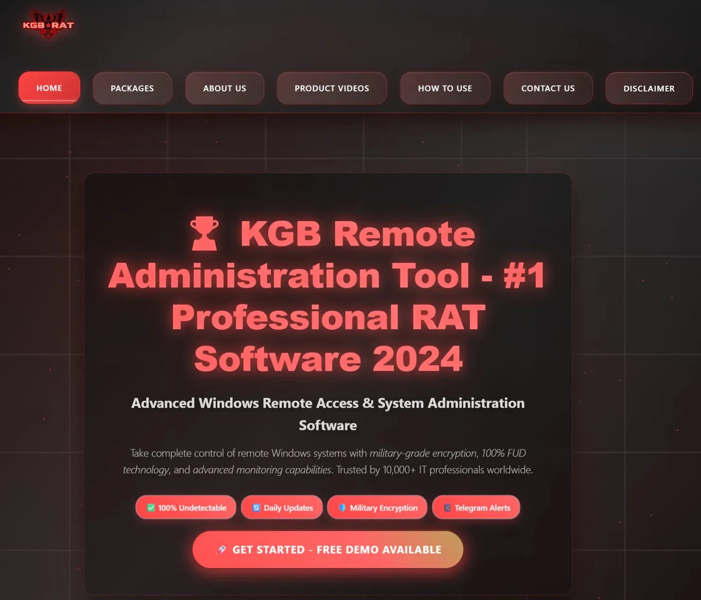KGB RAT website sells the malware as a professional system administrator tool (Source - Group-IB)