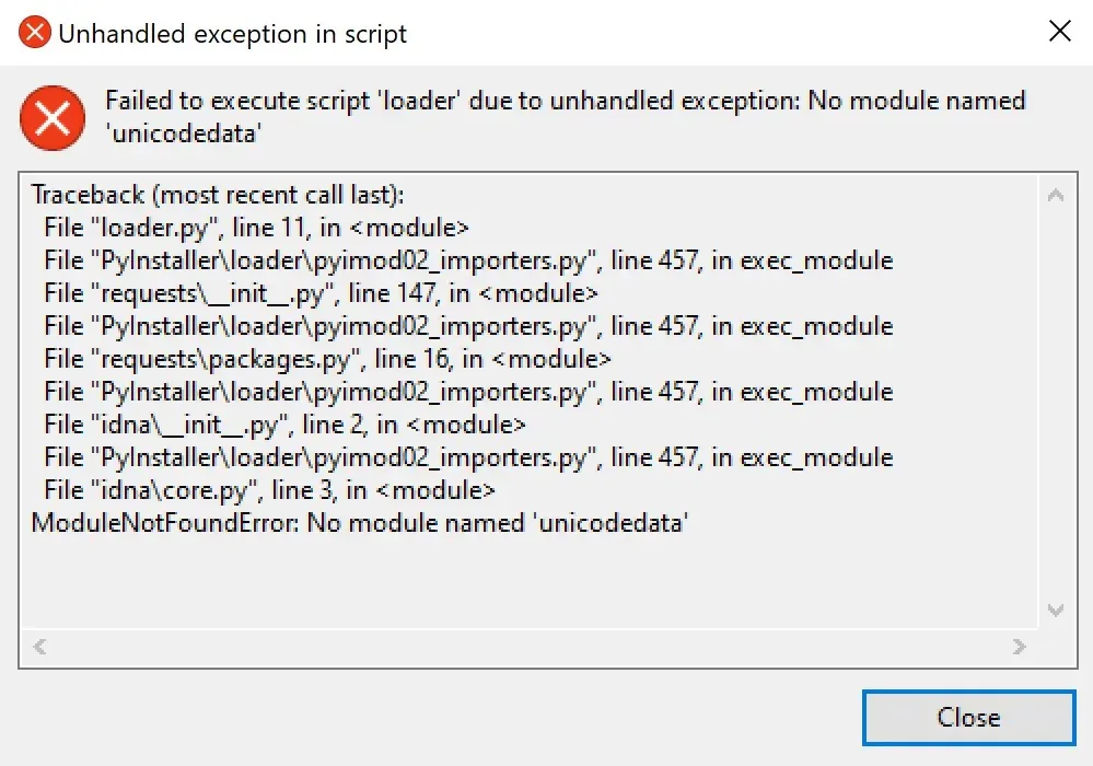 Error from executing first-stage loader (Source - Elastic)