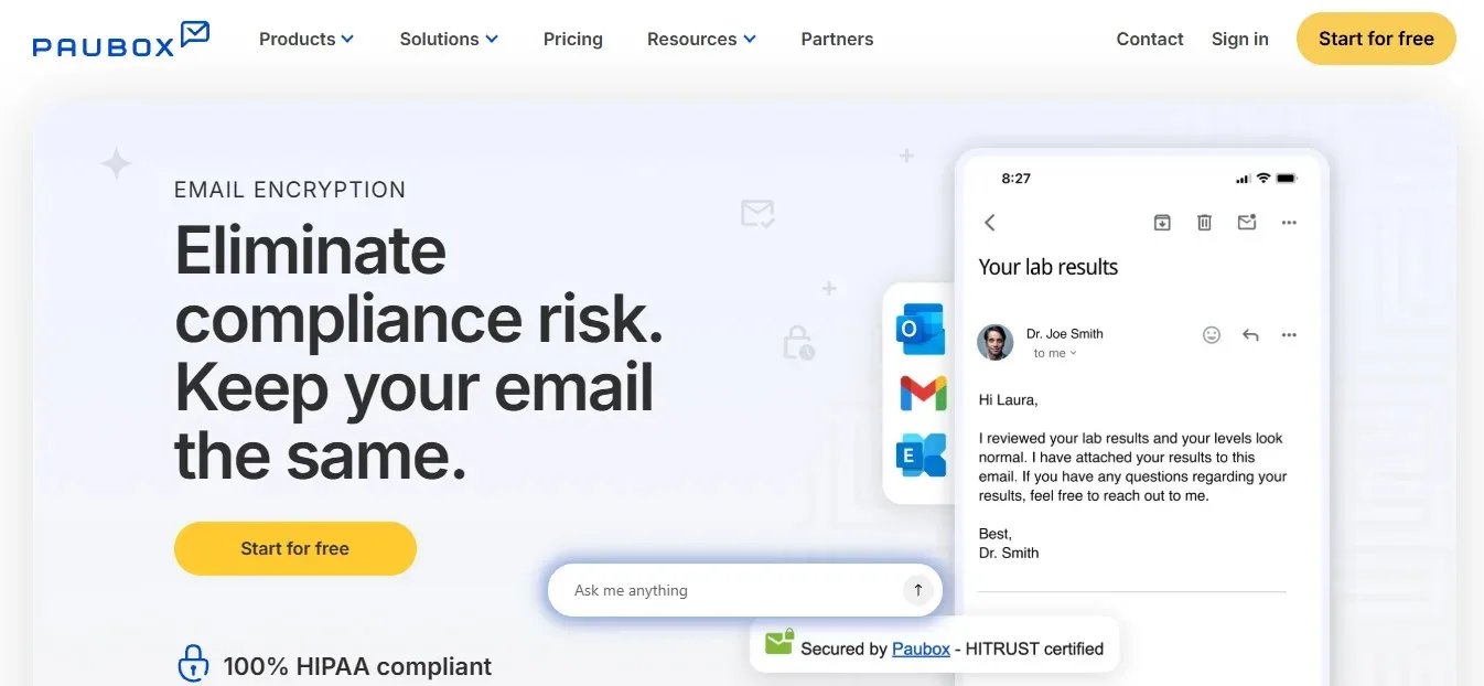 Paubox — Best No-Portal HIPAA Delivery